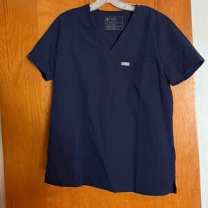 Figs Navy Scrub Top